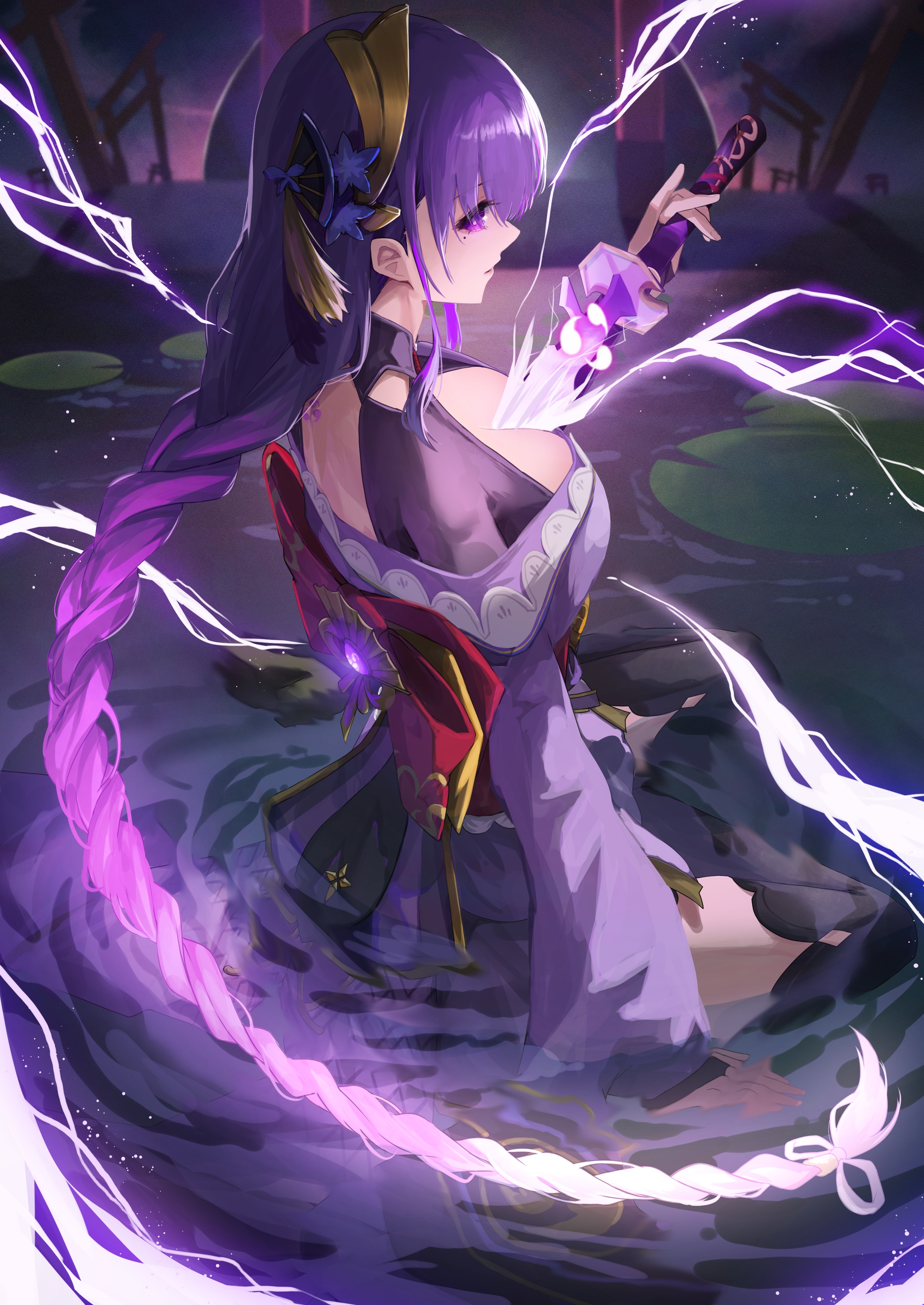 Anemone Noa Genshin Impact Raiden Shogun Japanese Clothes No Bra Open 